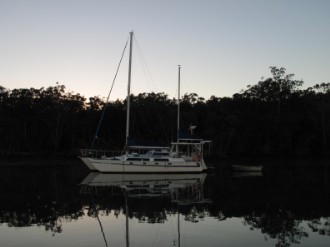Leaving Garry's Anchorage, early morning